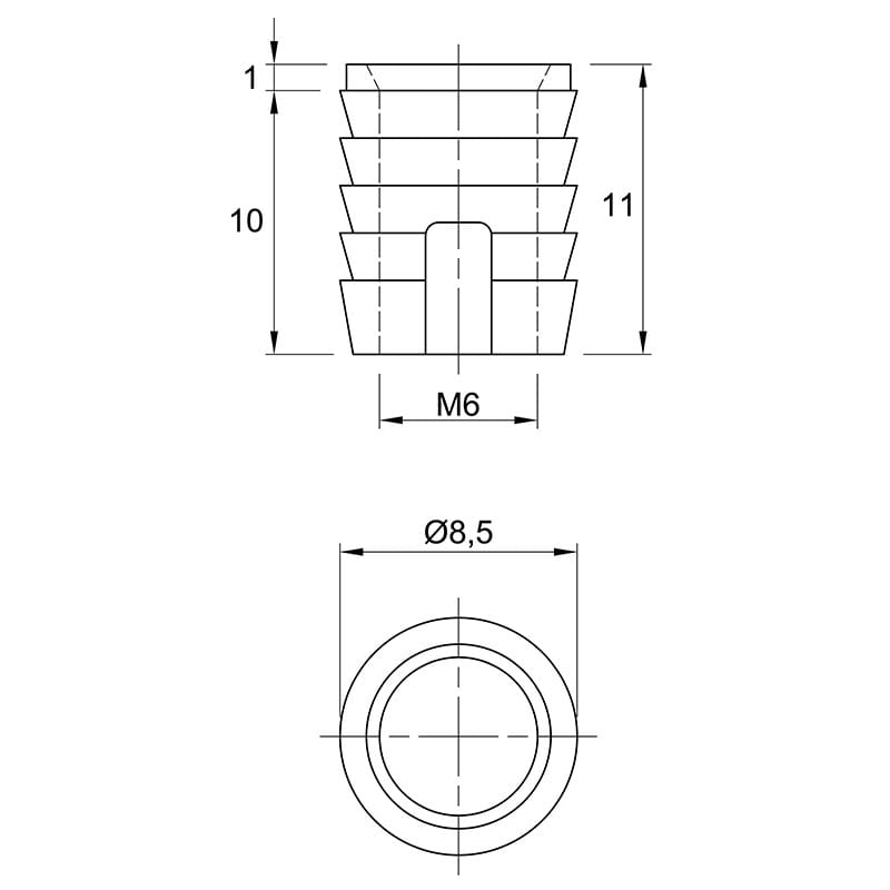 Муфта М6 L=11,5 D=8, забивна, пластик, нерозтискна, (BU61) Permo Муфта М6 L=11,5 D=8, забивна, пластик, нерозтискна, (BU61) Permo