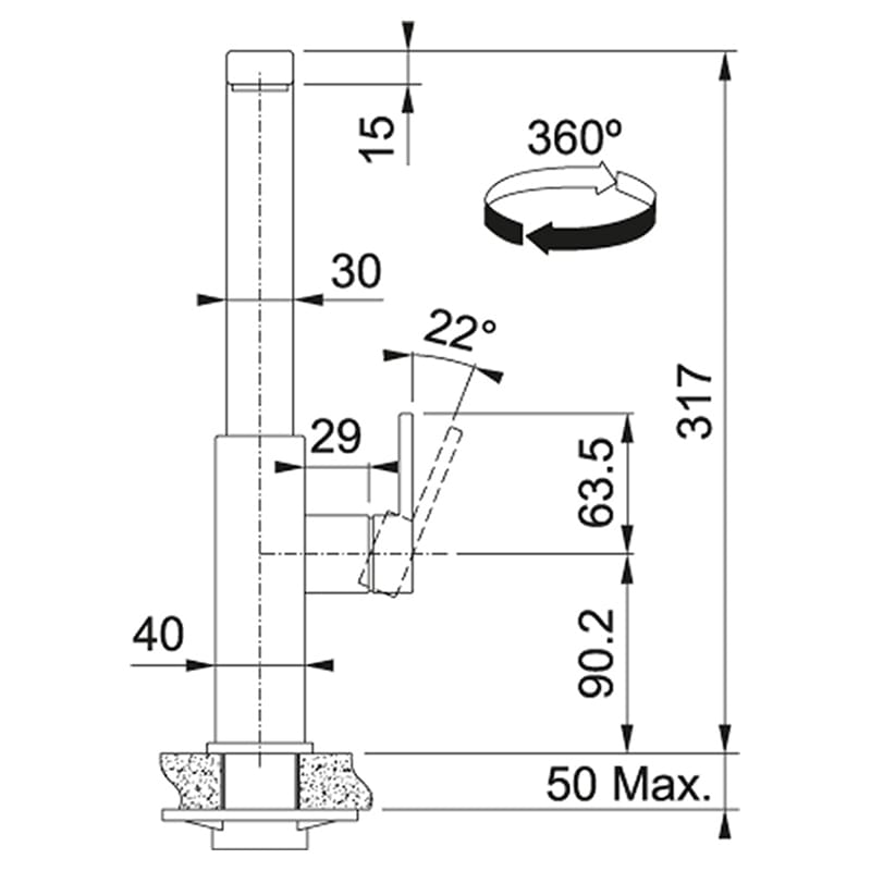 Смеситель Mythos Swivel индустриальный черный Franke (115.0550.441)