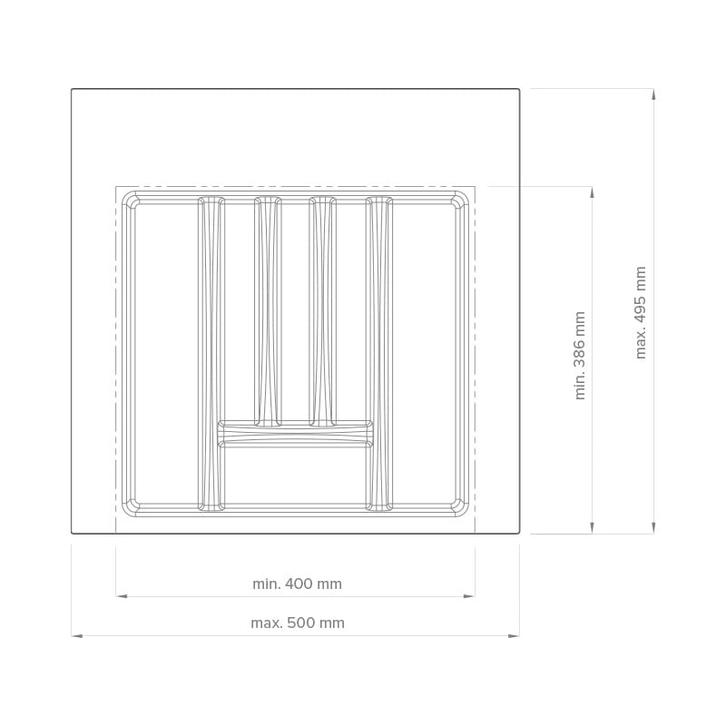Организация для столовых приборов W=550 L=500 (W=max500/min400)(L=max495/min386), антрацит матовый Организация для столовых приборов W=550 L=500 (W=max500/min400)(L=max495/min386), антрацит матовый