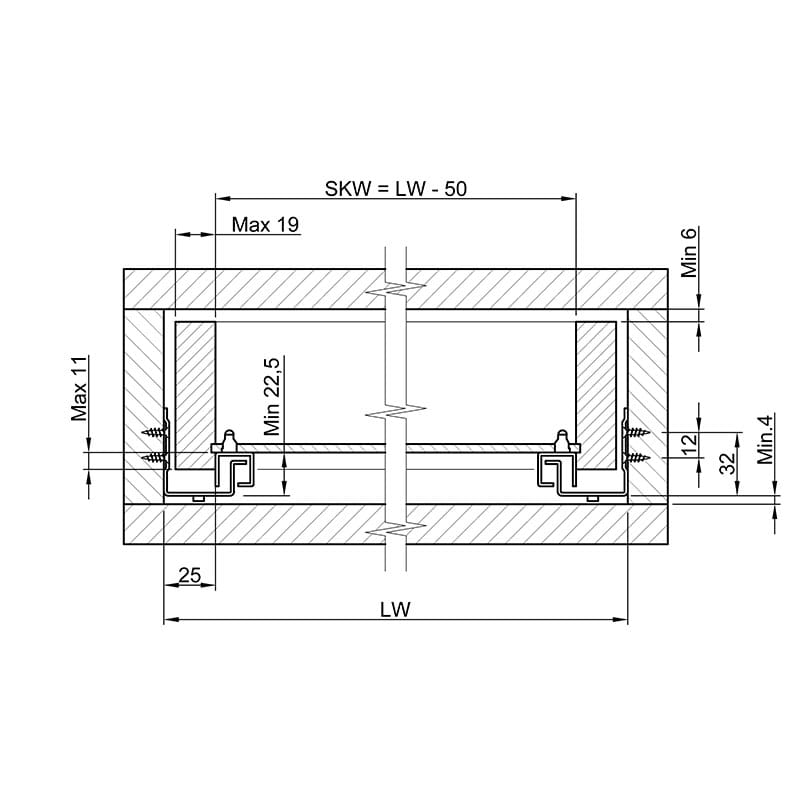 Направляющие скрытого монтажа част. выдвиж.  SC L=600 Muller profi line 18mm max 1D