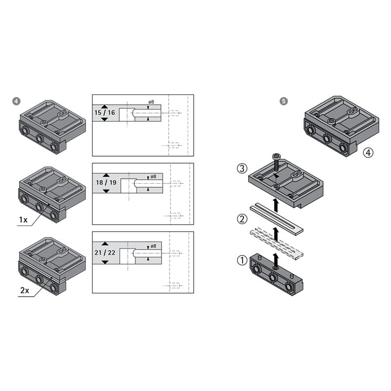 Кондуктор сверлильный BIue Jig для отверстий под дюбеля (9079402) Hettich