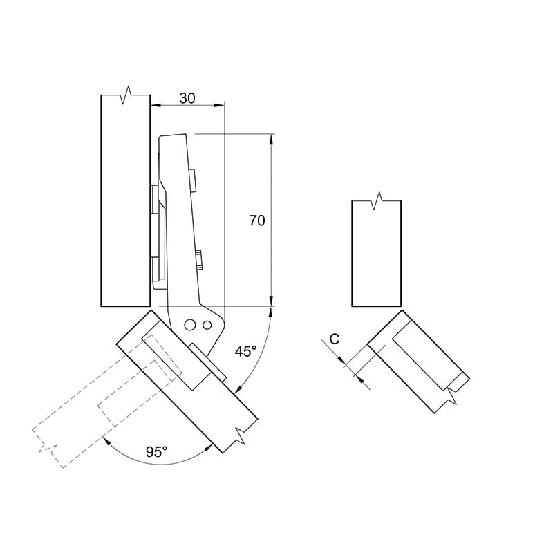 Завіса Clip-on, 45°,Intermat 9936, накладна, нікель (77699) Hettich Завіса Clip-on, 45°,Intermat 9936, накладна, нікель (77699) Hettich