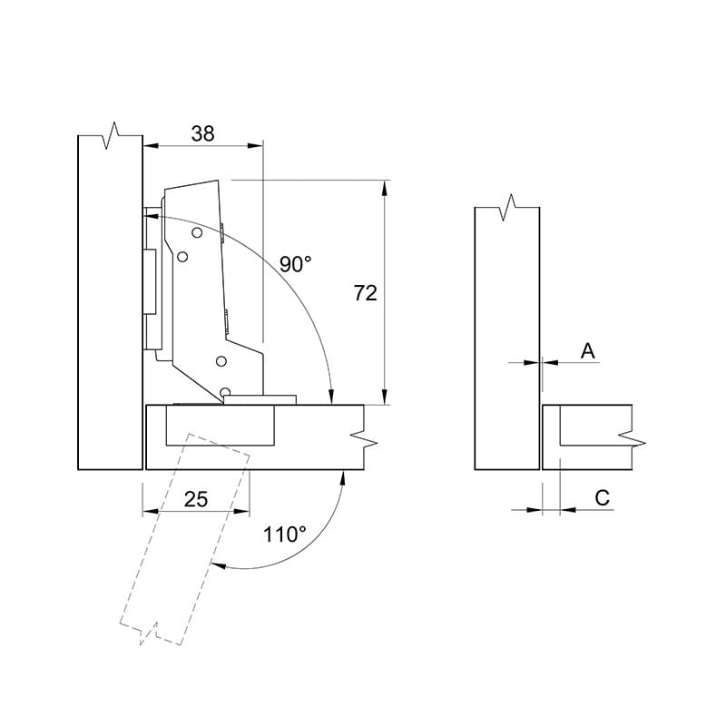 Петля Clip-on, 110°, Sensys 8645i, внутренняя, с доводч., никель (9071207) Hettich