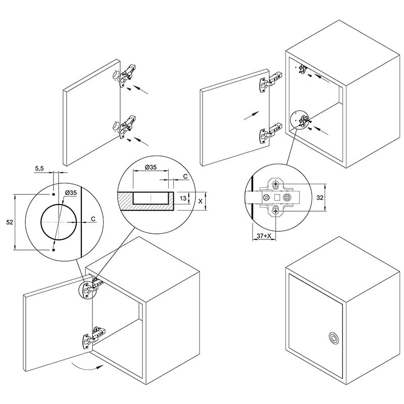 Петля Clip-on, 110°, Sensys 8645i, внутренняя, с доводч., никель (9071207) Hettich