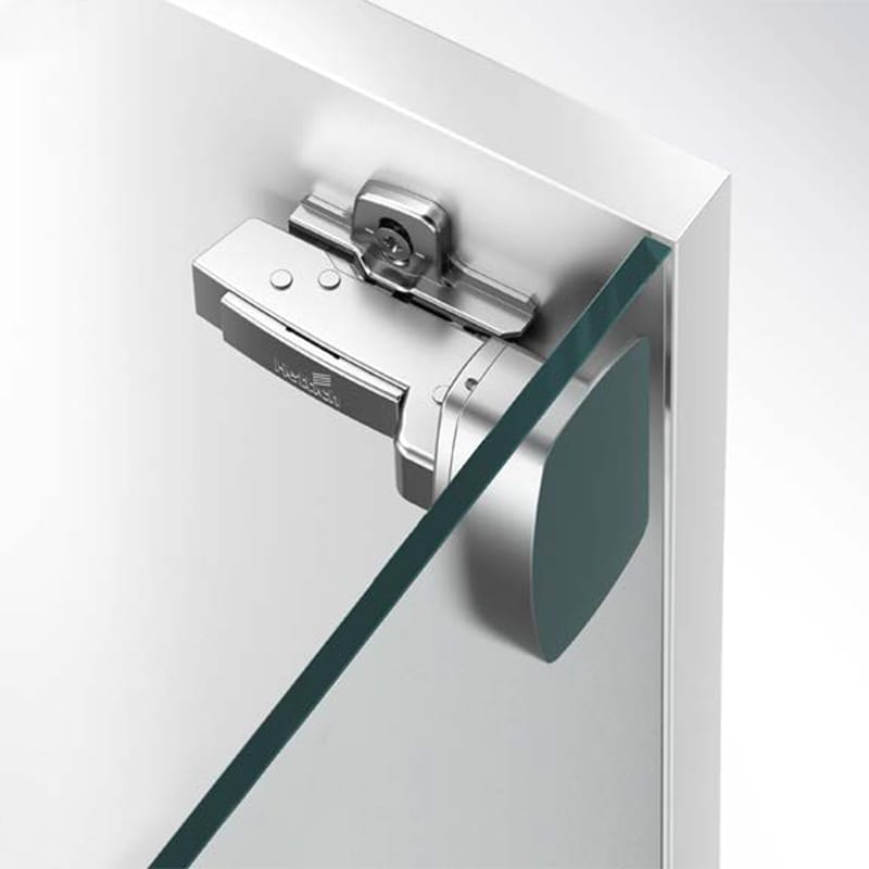 Петля Clip-on, 95°/110°, Sensys, для стекла 4–8мм, фасад стекло — корпус ДСП, никель, Hettich