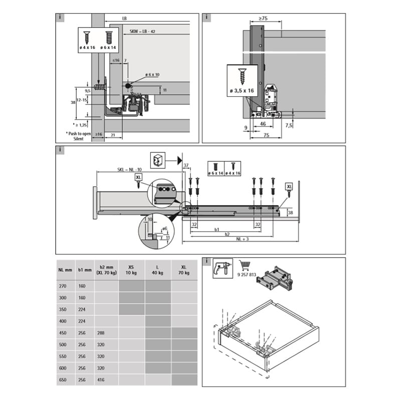 Направляюча Actro YOU L=600 (40 кг), ліва (9268679) Hettich Направляюча Actro YOU L=600 (40 кг), ліва (9268679) Hettich