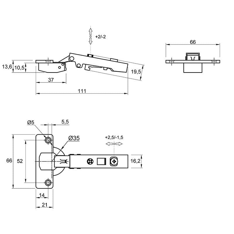 Петля Clip-on, 95°, Intermat 9936, накладная, для фасадов толщиной до 32мм, никель (73913) Hettich Петля Clip-on, 95°, Intermat 9936, накладная, для фасадов толщиной до 32мм, никель (73913) Hettich