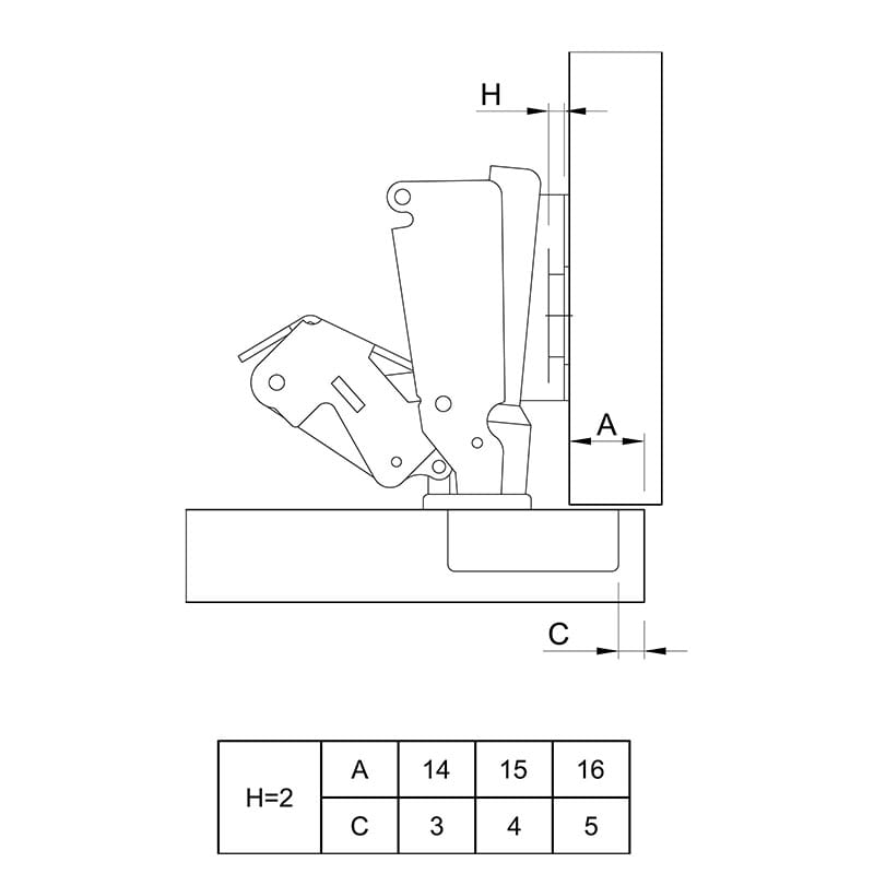 Петля Slide-On, 165°, трансформер, с пружиной, никель, Muller