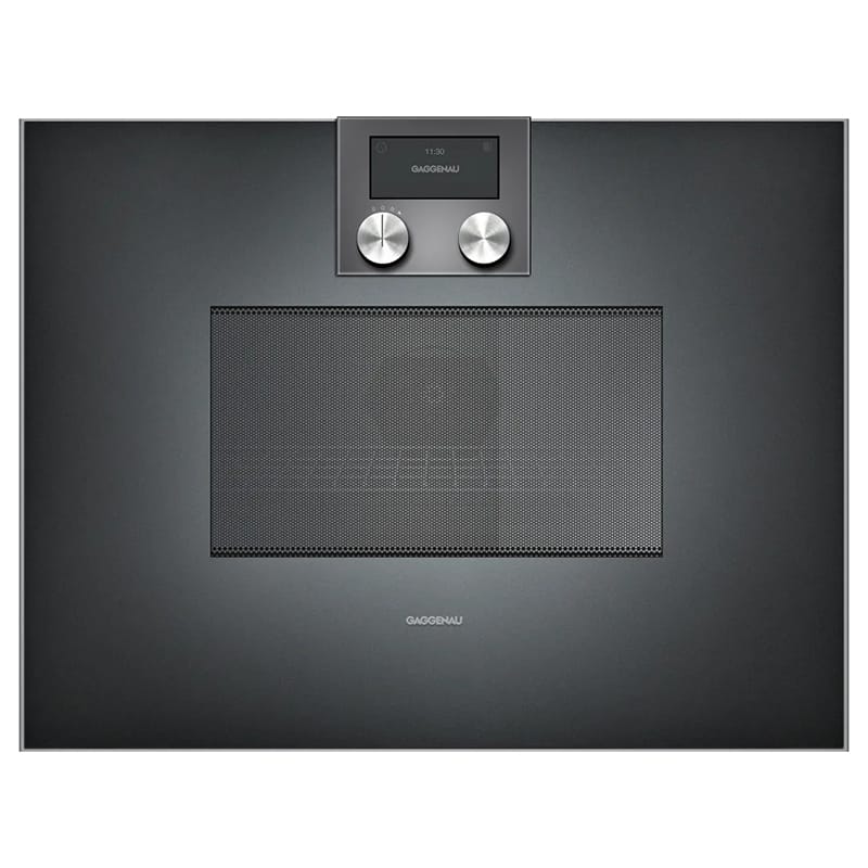 Компактный духовой шкаф с микроволновым режимом BM450100 правый антрацит GAGGENAU