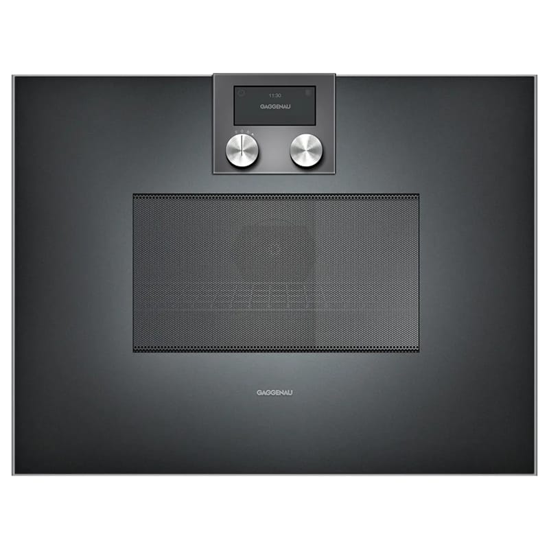 Компактный духовой шкаф с микроволновым режимом BM451100 левый антрацит GAGGENAU Компактный духовой шкаф с микроволновым режимом BM451100 левый антрацит GAGGENAU