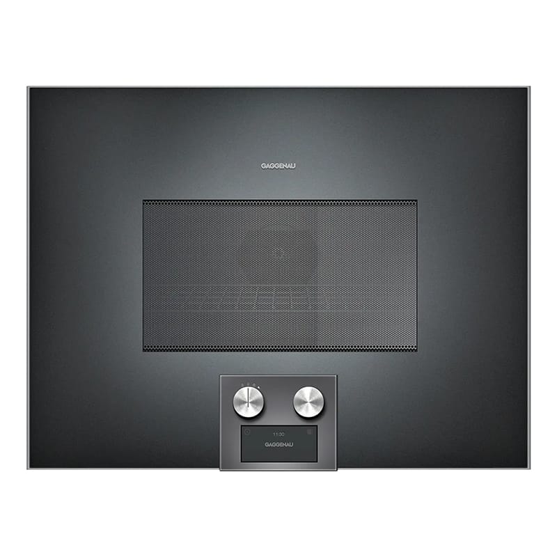 Компактна духова шафа з мікрохвильовим режимом BM455100 ліва антрацит GAGGENAU