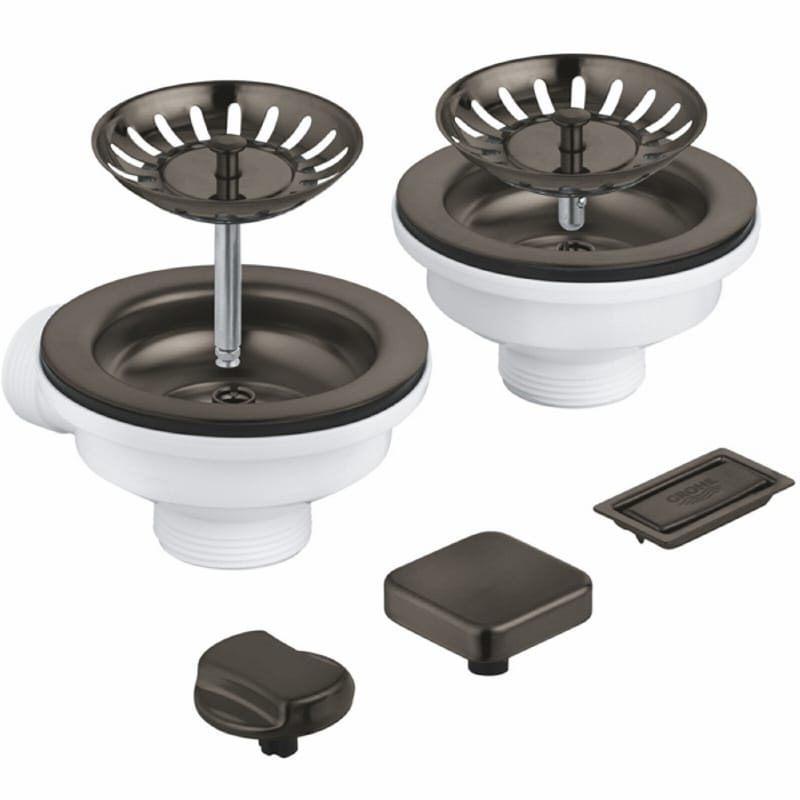 Сливной комплект для двух чаш с эксцентриком, матовый графит Grohe (40998AL0)