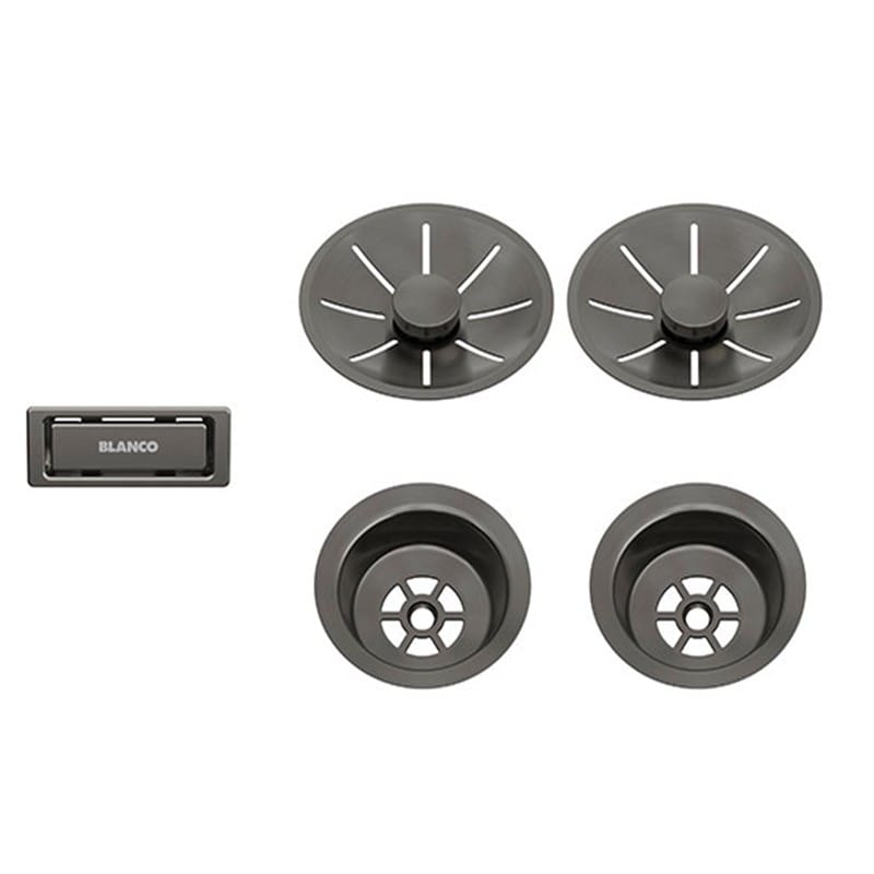 Відвідна арматура InFino для двох чаш з клапаном-автоматом satin dark steel BLANCO (207444) Відвідна арматура InFino для двох чаш з клапаном-автоматом satin dark steel BLANCO (207444)