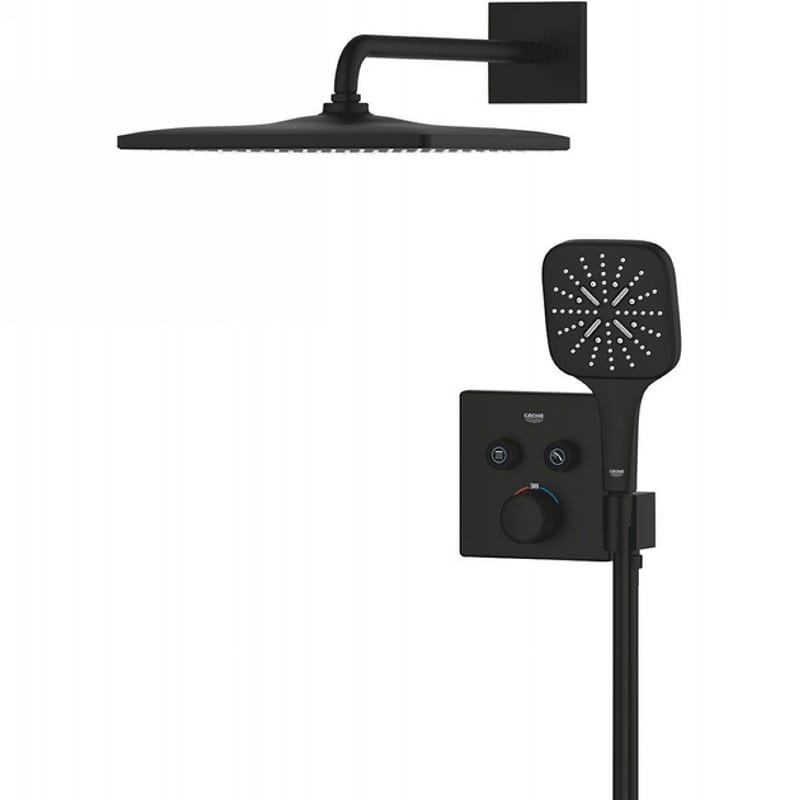 Душовий комплект Grohtherm SmartControl, з Rainshower 310 Mono Cube, чорний матовий Grohe (34865KF0) Душовий комплект Grohtherm SmartControl, з Rainshower 310 Mono Cube, чорний матовий Grohe (34865KF0)