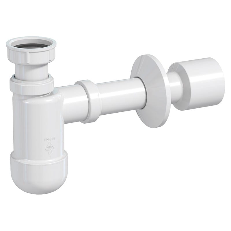 Cифон для умывальника Basic телескоп., с накидной гайкой 5/4", трубка d32/50 с розеткой Prevex
