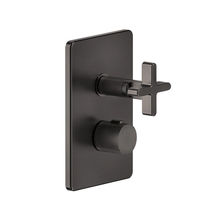 Термостат Inciso з 3 виходами, зовнішня частина Black Metal Brushed PVD (58236707) Gessi