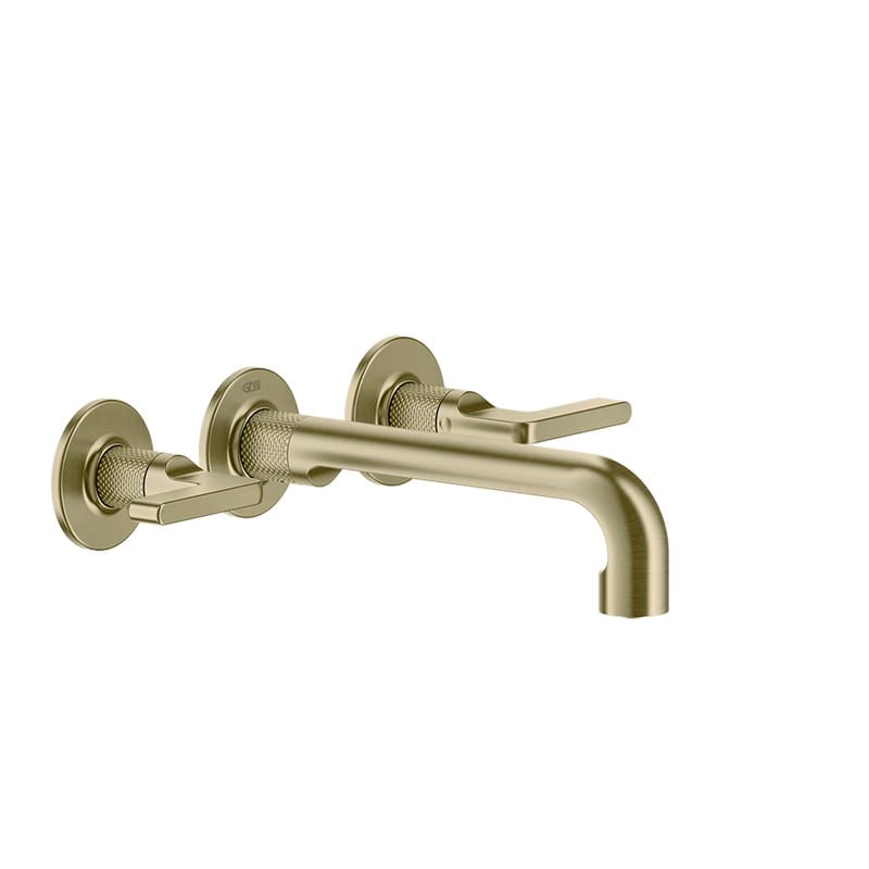 Змішувач для умивальника Inciso настінний, середній, 3 отвори Brushed Brass PVD (58090727) Gessi