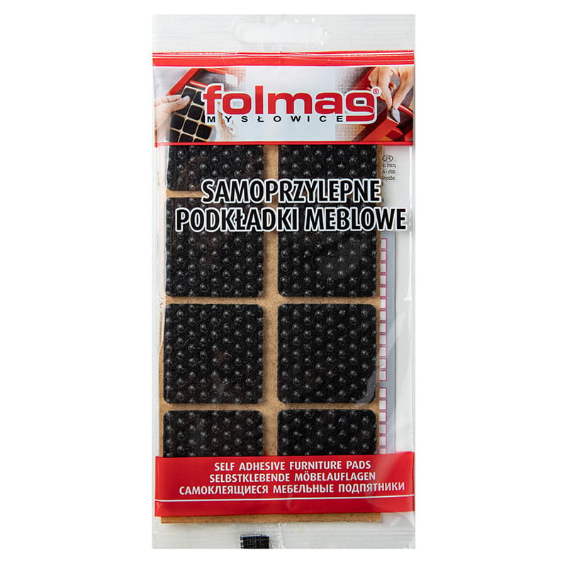 Самоклеющаяся антискользящая войлочная для ножек Folmag 38x38 черный (8 шт)