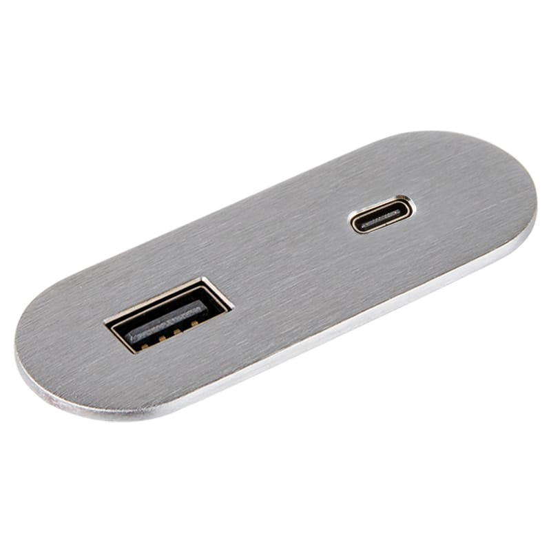 VersaPICK USB-розетка овальна, 1 USB порту (5V/9V, 3А/2A), 110-220V, IP20, ZAMAK, нержавіюча сталь (06029Z00057)