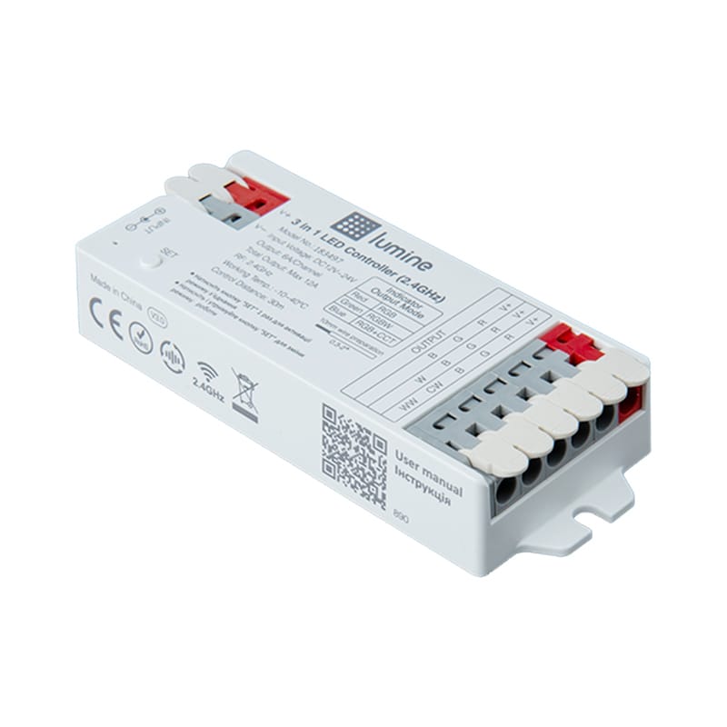 LED контролер RGB, RGBW, RGB+ССT 3 в 1, DC 12/24V, 6А, 2,4G, Lumine