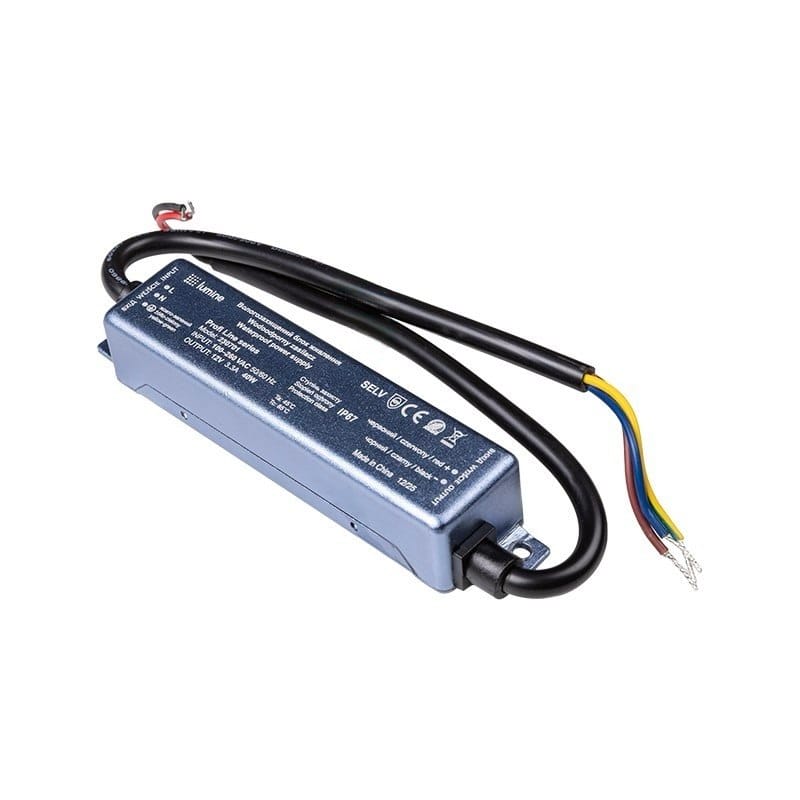 Блок живлення для LED, 40W, 12V, IP67, метал. корпус, Lumine Profi line Блок живлення для LED, 40W, 12V, IP67, метал. корпус, Lumine Profi line