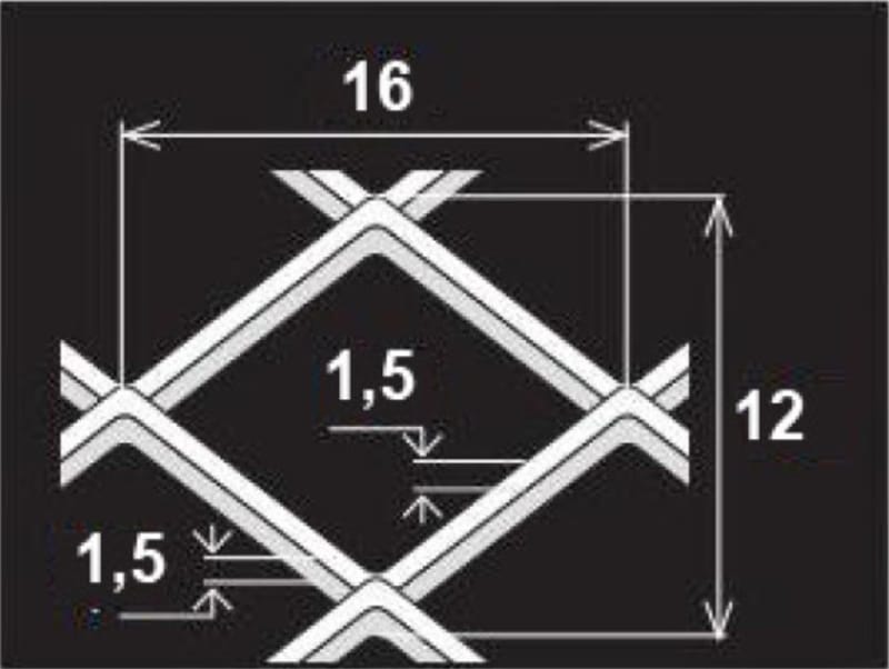 Просічно-витяжний лист 16/12x1,5x1,5