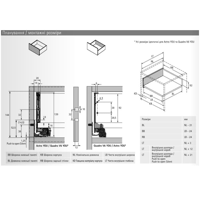 Комплект ящика AvanTech YOU Q L=400 H=139 серебро Hettich