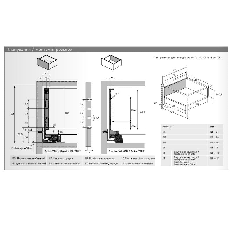 Комплект ящика AvanTech YOU Q L=500 H=187 серебро Hettich