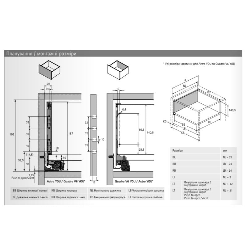 Комплект ящика AvanTech YOU Q L=400 H=187 серебро Hettich