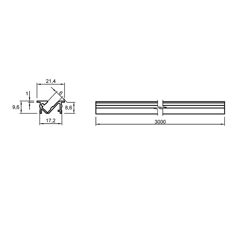 Профиль СКРЫТЫЙ (LED-лента 5 mm) алюминий, черный