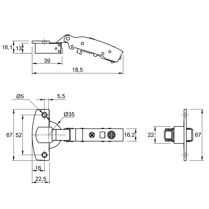 Петля Clip-on, 110°, Sensys 8645, накладная, без доводчика, никель (9071259) Hettich