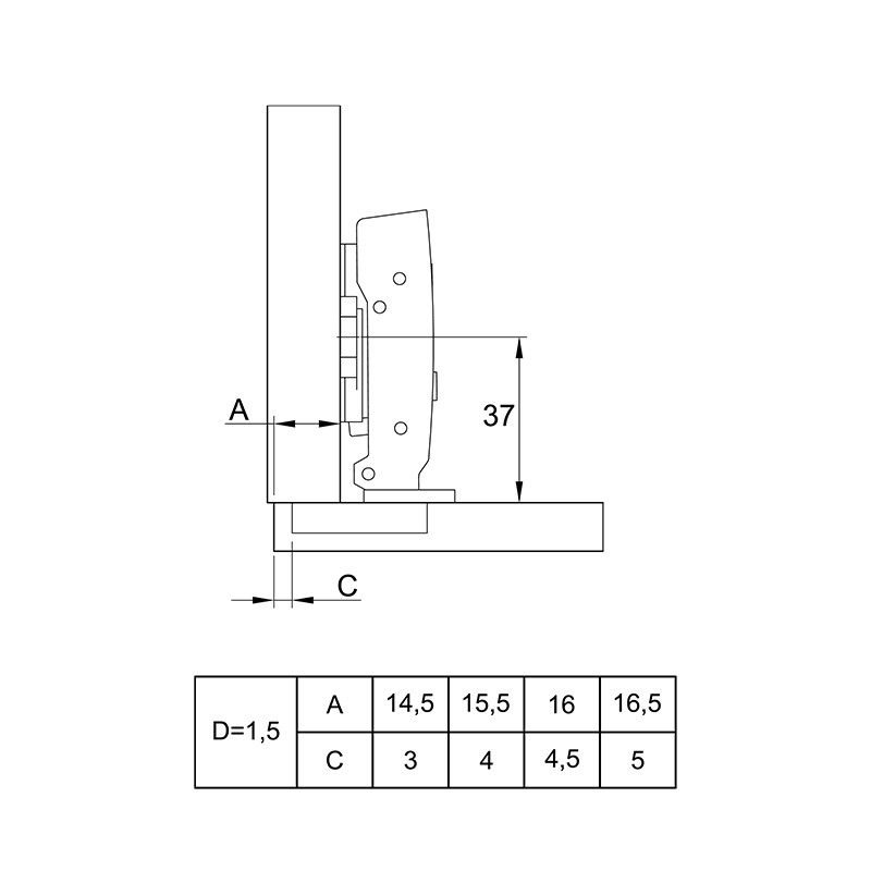 Завіса Clip-on,110°,Sensys 8676,нак-на,без пружини,для фасаду 10-19мм,чорн.обс.(9091796) Hettich