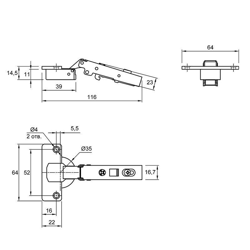 Завіса Clip-on, 105°,Veosys ,накладна, з дотягом, нержавіюча сталь (9289590) Hettich