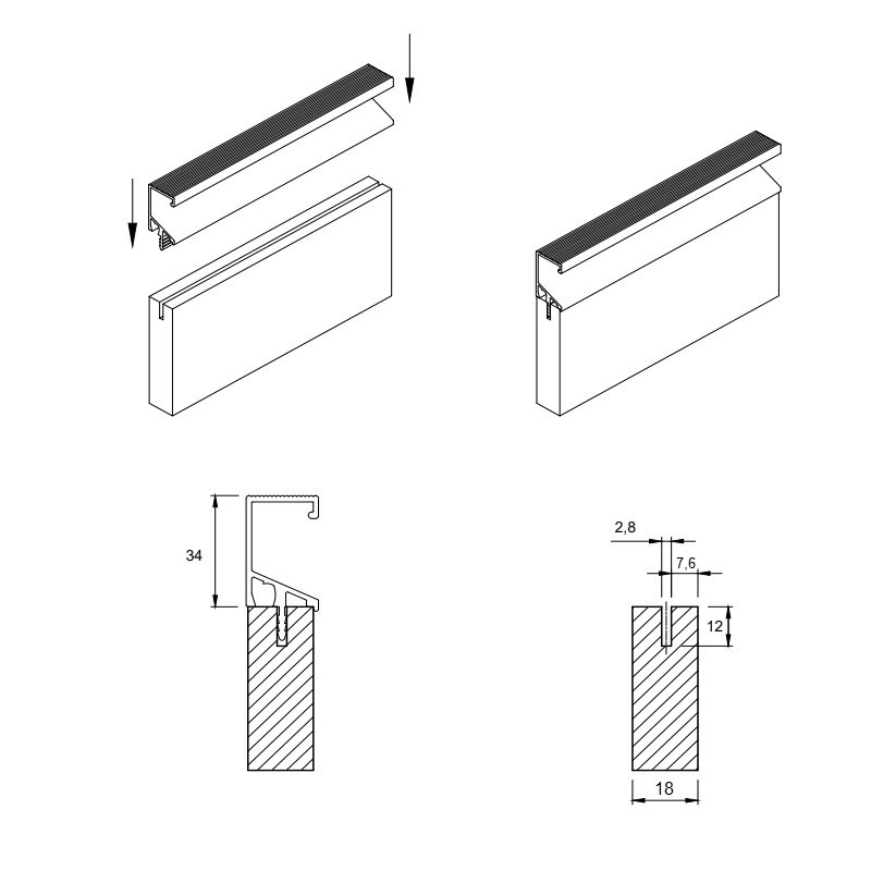 Ручка Marella M 16029 L=3000mm антрацит металлик, 18 мм (м.п.) Ручка Marella M 16029 L=3000mm антрацит металлик, 18 мм (м.п.)