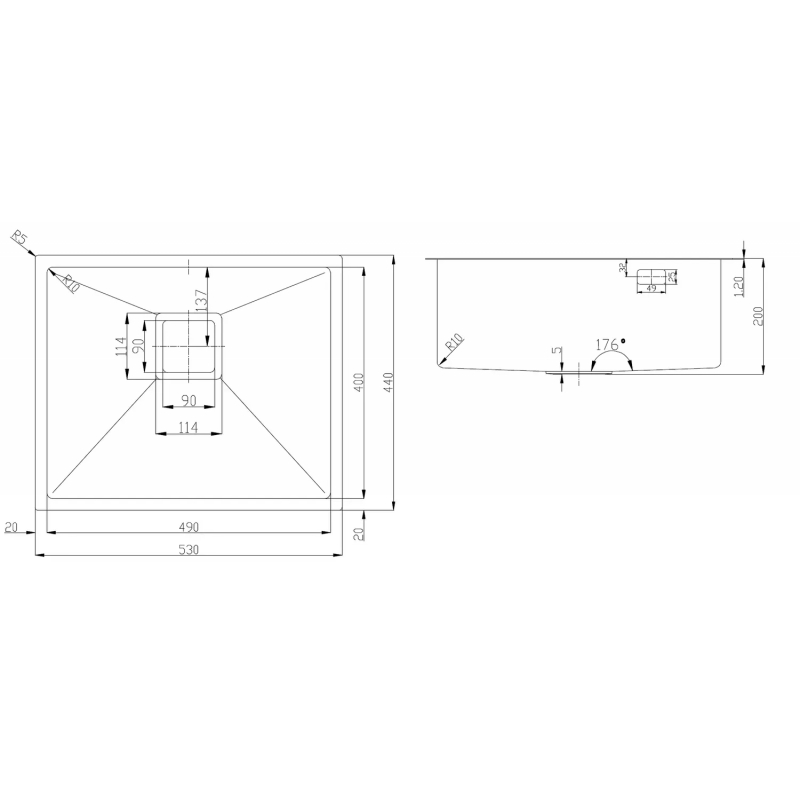 Мийка нерж. Quadro 53 Celldecor Nano Graphite (мпс) Fabiano