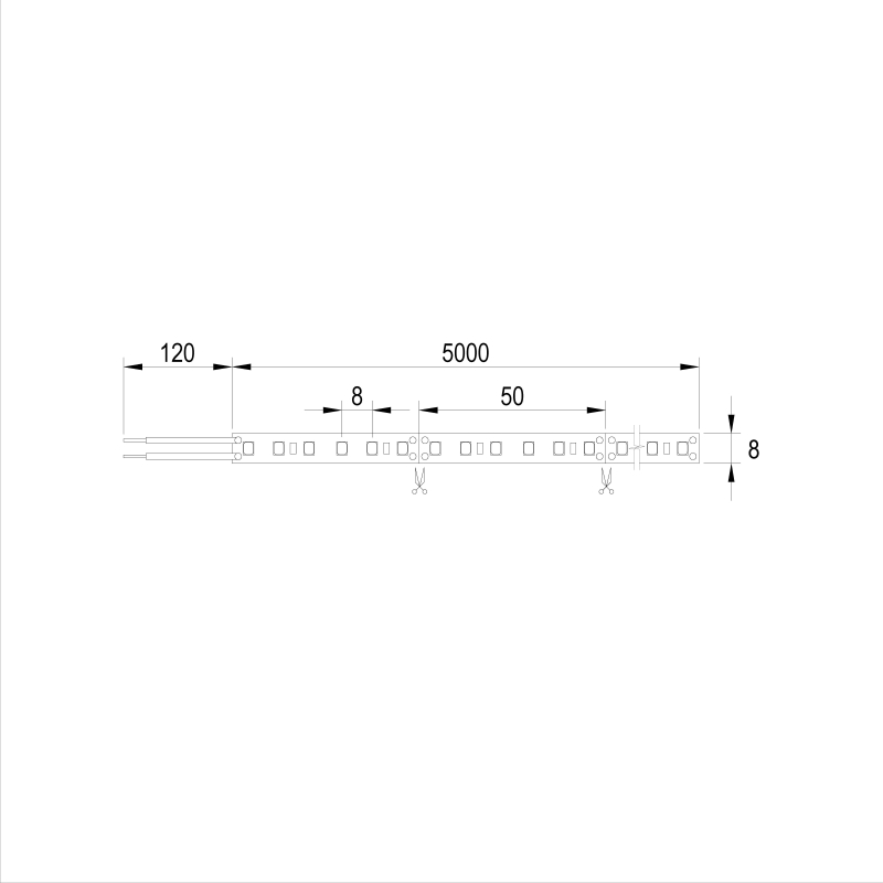 LED-стрічка 2835 SMD, 120 LEDs/m, 9.6W, 24V, IP20, холодне світло, 6000К