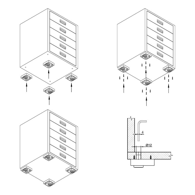 Ніжка меблева Ferro Fiori M 12030, h=16, max 200кг, чорний