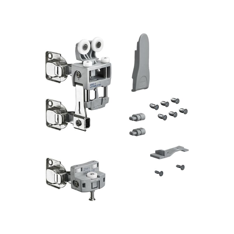 WingLine L, Zestaw elementu jezdnego z dolnym prowadzeniem, z automatyką zamykania, 25 kg, kolor szary, lewy (9278485) Hettich