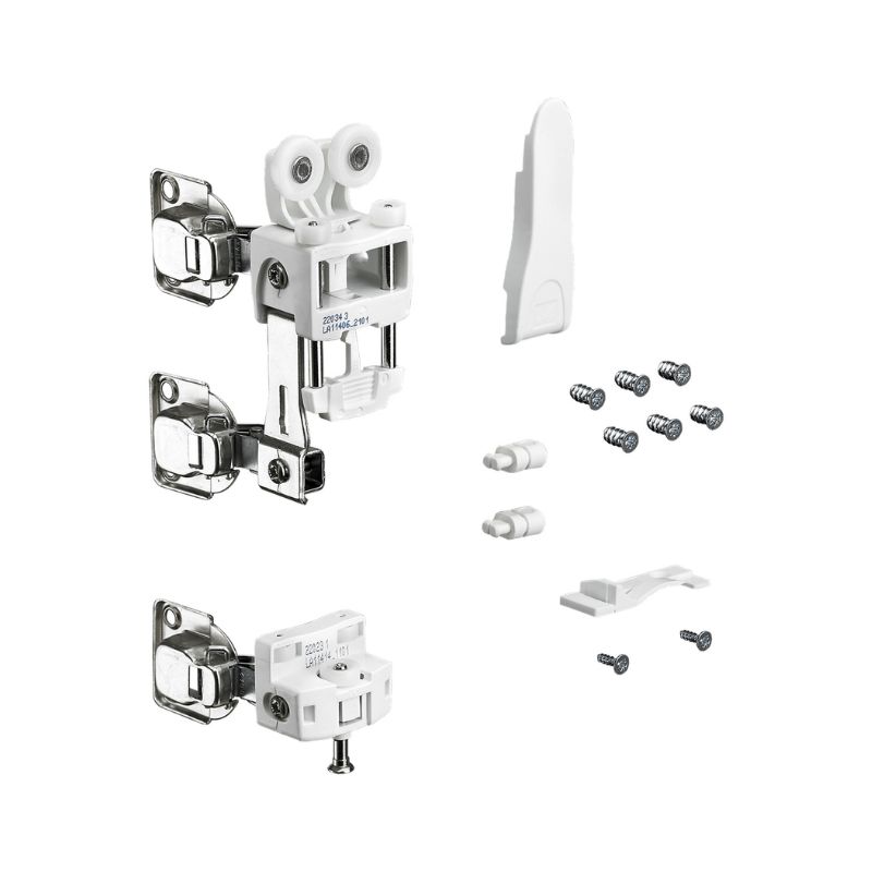 WingLine L, Zestaw elementu jezdnego z dolnym prowadzeniem, z automatyką zamykania, 25 kg, biały, lewy ( 9278487) Hettich