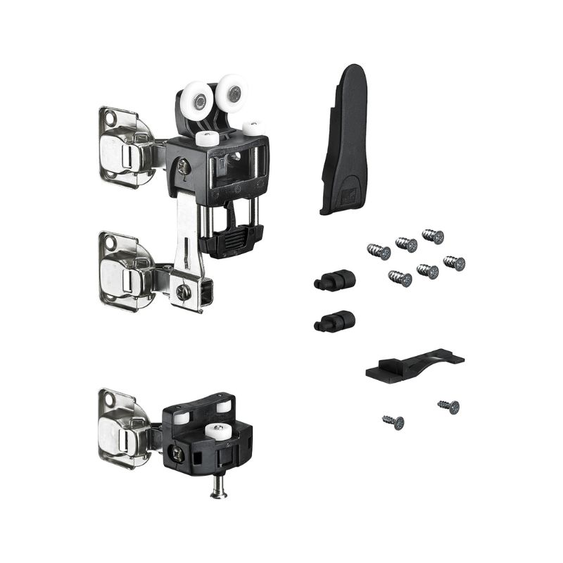 WingLine L, Zestaw elementu jezdnego z dolnym prowadzeniem, z automatyką zamykania, 25 kg, kolor czarny, lewy (9278489) Hettich WingLine L, Zestaw elementu jezdnego z dolnym prowadzeniem, z automatyką zamykania, 25 kg, kolor czarny, lewy (9278489) Hettich