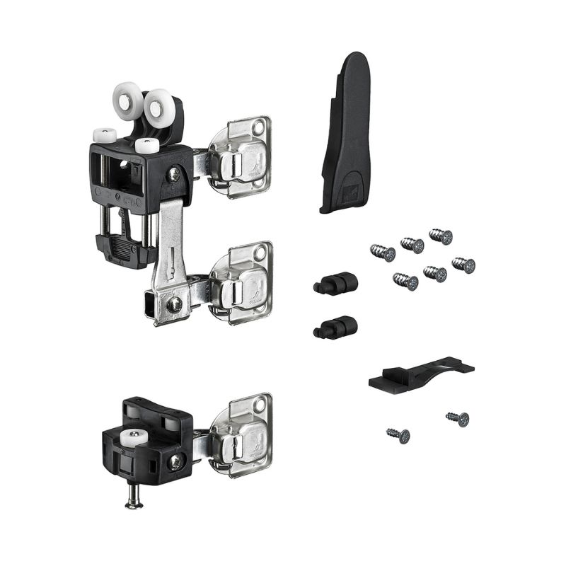 WingLine L, Zestaw elementu jezdnego z dolnym prowadzeniem, z automatyką zamykania, 25 kg, kolor czarny, prawy (9278490) Hettich