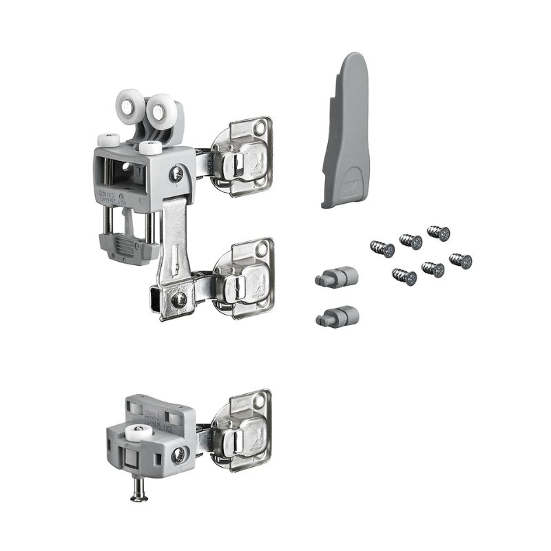 WingLine L, Zestaw elementu jezdnego z dolnym prowadzeniem, bez automatyki zamykania, 25 kg, kolor szary, prawy (9278580) Hettich