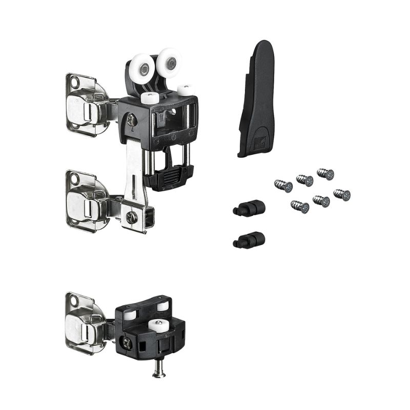 WingLine L, Zestaw elementu jezdnego z dolnym prowadzeniem, bez automatyki zamykania, 25 kg, kolor czarny, lewy ( 9278604) Hettich