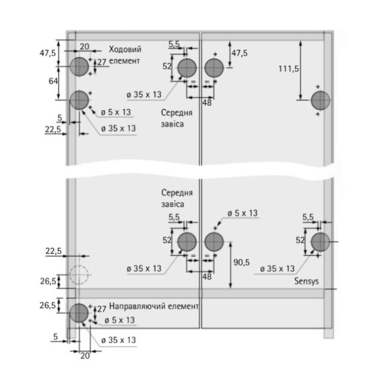 WingLine L, Zestaw elementu jezdnego z dolnym prowadzeniem, bez automatyki zamykania, 25 kg, kolor czarny, lewy ( 9278604) Hettich