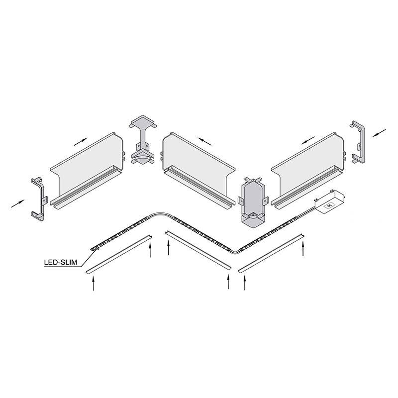 Профіль GOLA горизонтальний Ferro Fiori з пазом для LED, L = 4100 мм, type C, алюміній не анод. Профіль GOLA горизонтальний Ferro Fiori з пазом для LED, L = 4100 мм, type C, алюміній не анод.