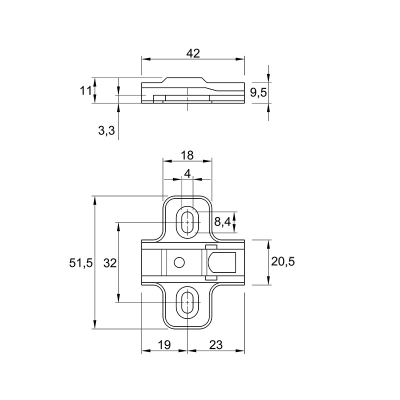 Ответная планка для петли с доводчиком Muller H=2мм Ответная планка для петли с доводчиком Muller H=2мм