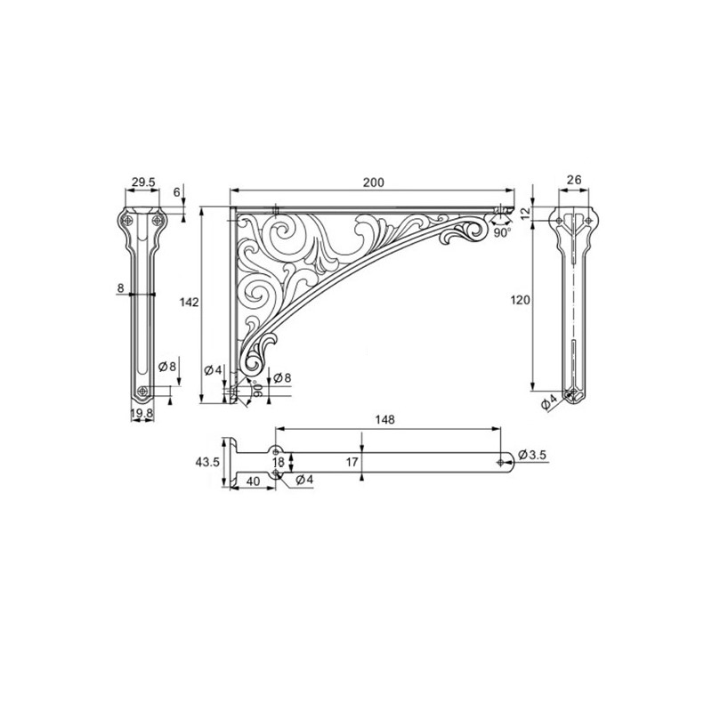 Полкодержатель Marella D 42430.200, нагрузка 25 кг золото Полкодержатель Marella D 42430.200, нагрузка 25 кг золото