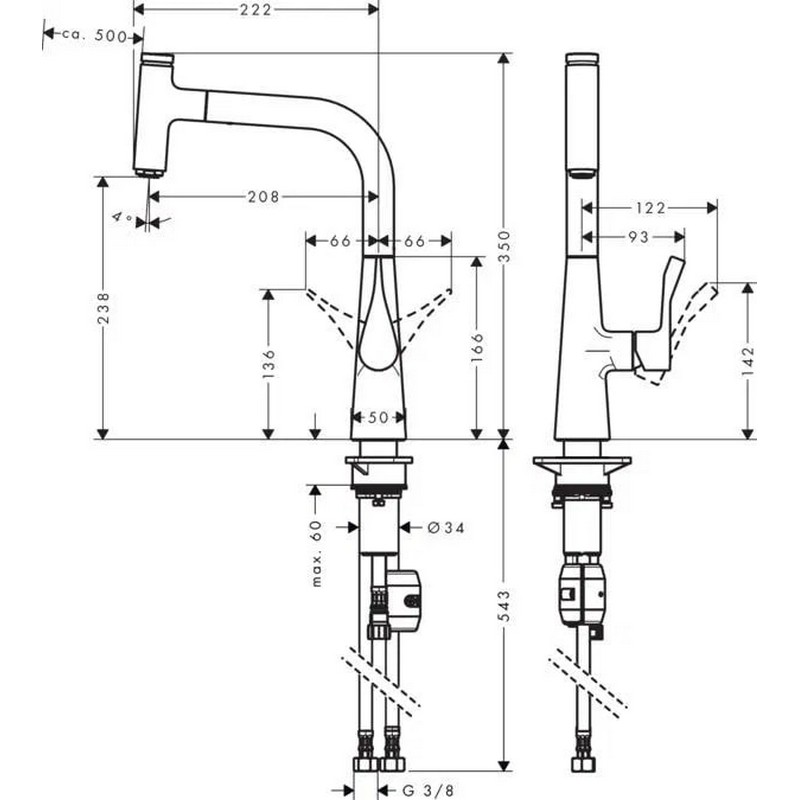 Змішувач для кухні Metris Select (в/ш) хром Hansgrohe