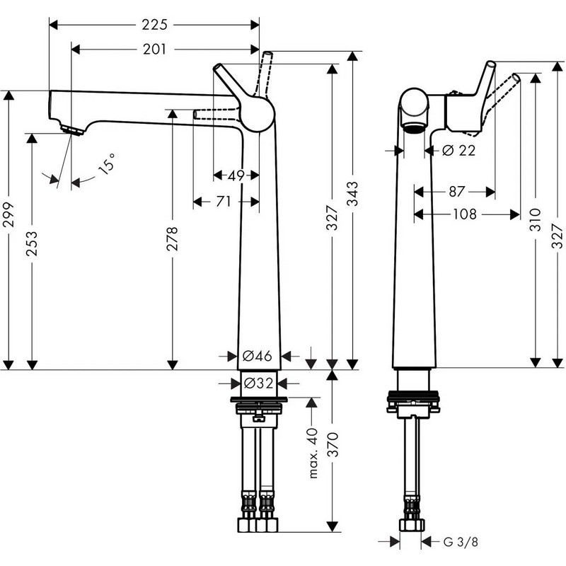 Змішувач для умивальника Talis S 250 без донного клапана Chrome Hansgrohe (72116000)