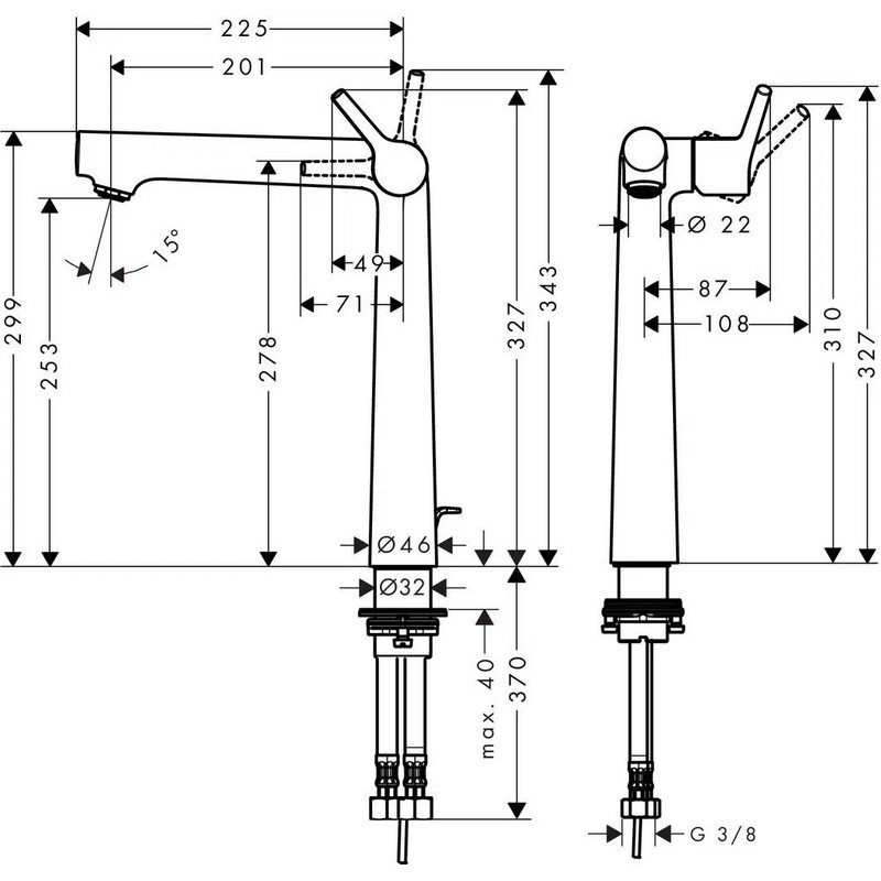Змішувач для умивальника Talis S 250 з донним клапаном Chrome Hansgrohe (72115000) Змішувач для умивальника Talis S 250 з донним клапаном Chrome Hansgrohe (72115000)